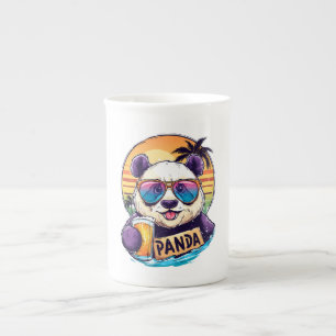 Cool Panda: Retro Summer & Beer Vibes Prozellantasse