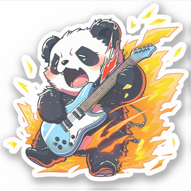Cool Panda Rockstar Aufkleber (Vorderseite)