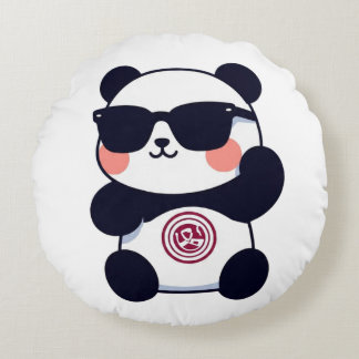Cool Panda with Shades Rundes Kissen