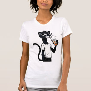 Cool Panther Graphic T-Shirt - Funny Bubble Tee Sh