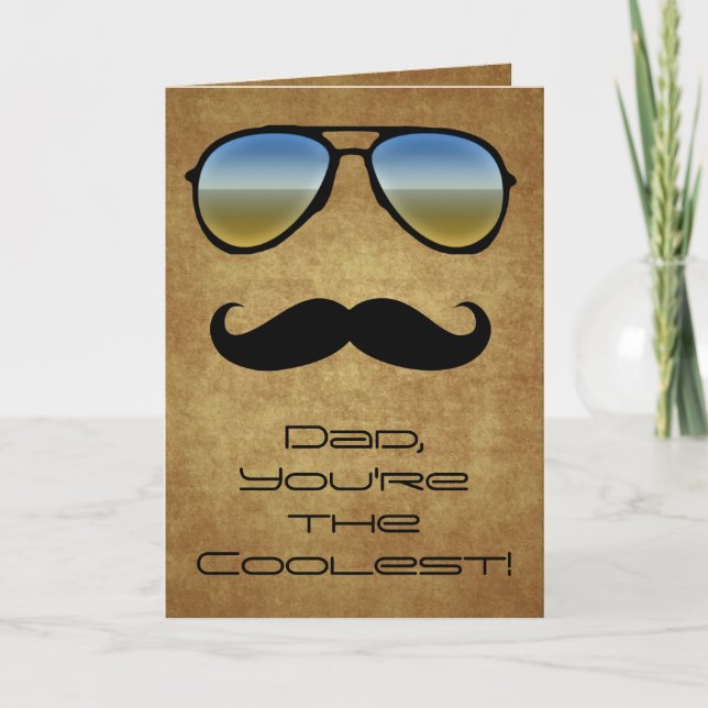 Cool Papa Lunettes de soleil / Mustache Carte de v (Devant)