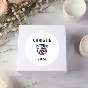 Cool Patriotic Chris Christie 2024 Election Eagle Runder Aufkleber