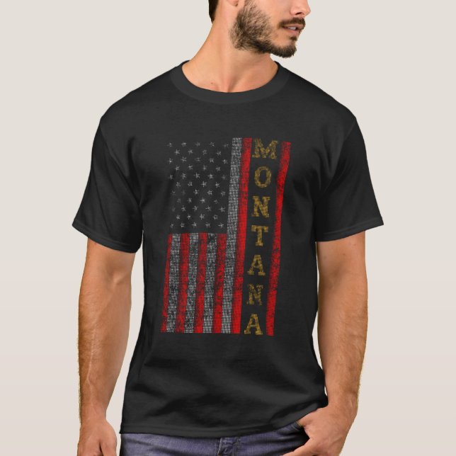Cool Patriotic Montana Usa - US Flag Geschenk Idee T-Shirt (Vorderseite)