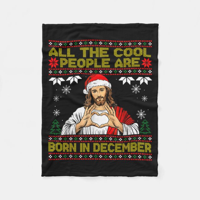Cool People Are Born In December Christian Christm Fleecedecke (Vorderseite)