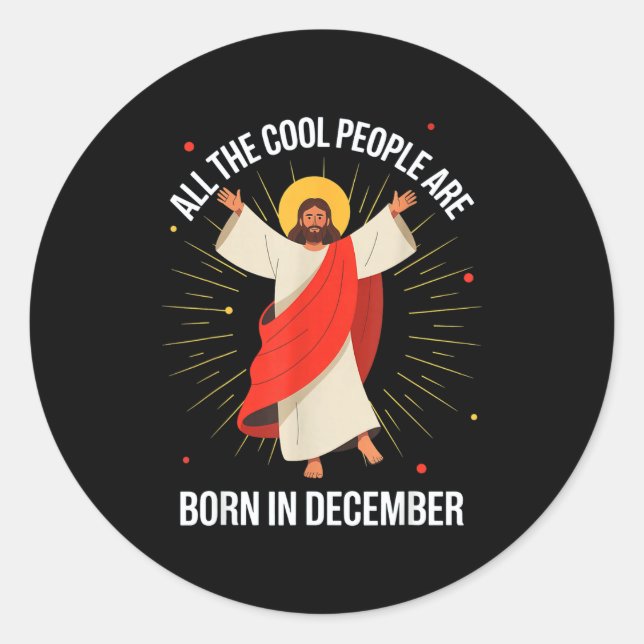 Cool People Are Born In December Christian Christm Runder Aufkleber (Vorderseite)