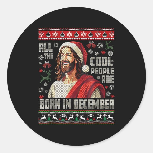 Cool People Are Born In December Christian Christm Runder Aufkleber (Vorderseite)