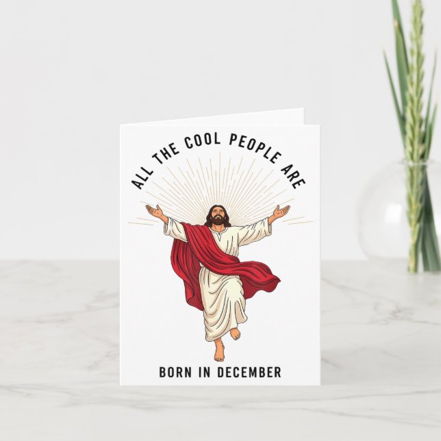 Cool People Are Born In December Christian Jesus C Karte (Vorderseite)