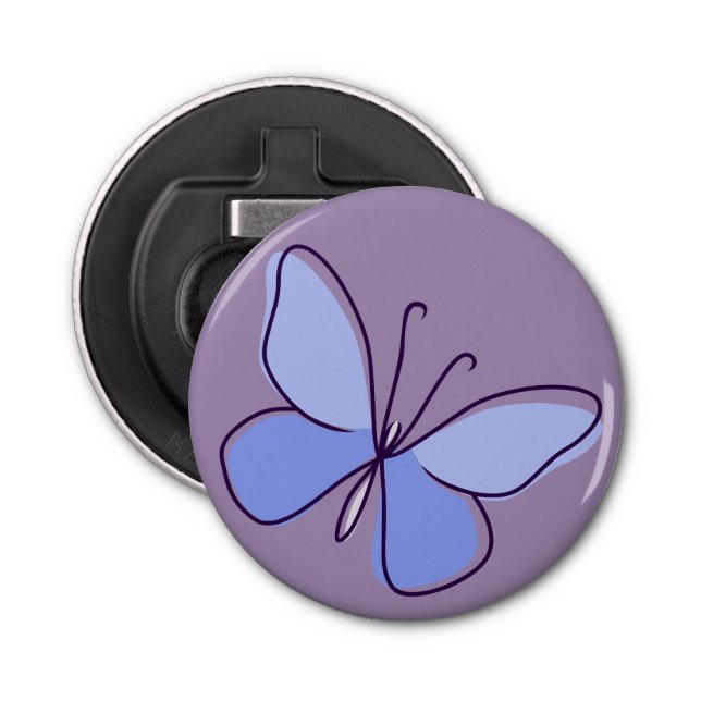Cool Periwinkle Lila-Blue Butterfly Doodle Flaschenöffner (Vorderseite)