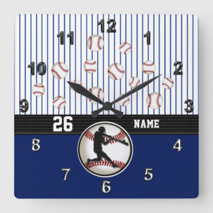 Cool Personalized Baseball Clock with Your Text Quadratische Wanduhr