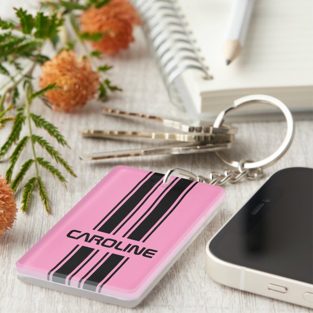 Cool personnalisé mignon rose noir course automobi (Devant droit)