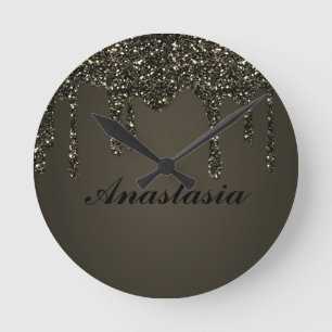 Cool, Phantastisch, schwarz Funkelnd, wie Ihr Name Runde Wanduhr