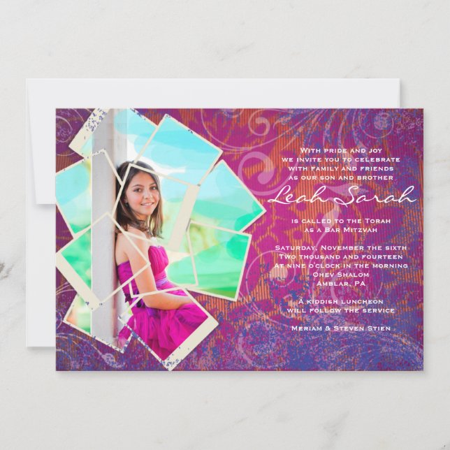 COOL PHOTO COLLAGE Invitation Bat mitzvah (Devant)