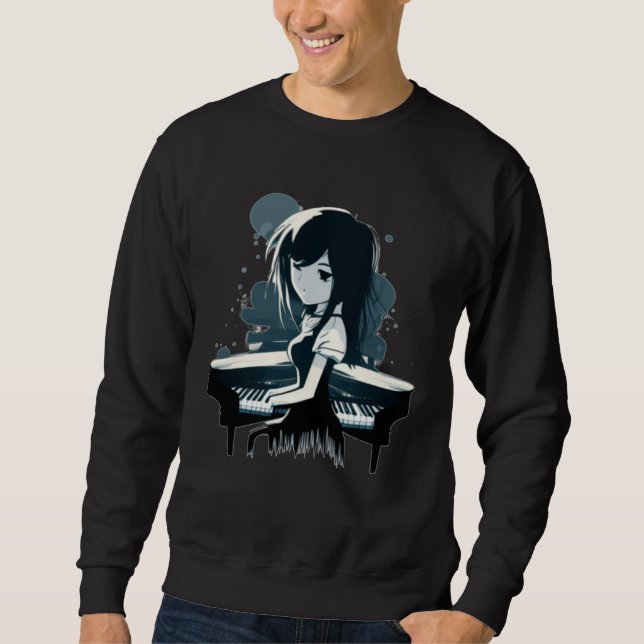 Cool Piano Girl loves to play Sweatshirt (Vorderseite)