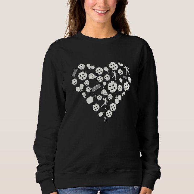 Cool Pickleball   Heart Shape Valentines Day Sweatshirt (Vorderseite)