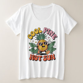 Cool Pine Hot Sun Retro Pineapple Summer Vibes Große Größe T-Shirt