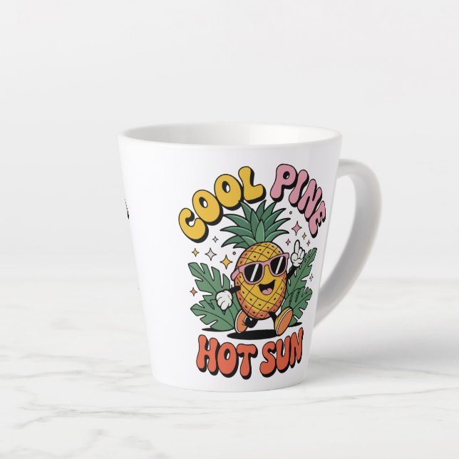 Cool Pine Hot Sun Retro Pineapple Summer Vibes Milchtasse (Rechte Ecke)