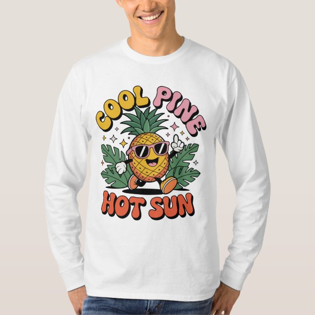 Cool Pine Hot Sun Retro Pineapple Summer Vibes T-Shirt (Vorderseite)