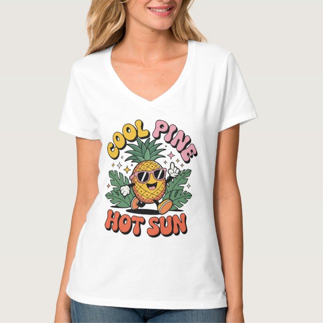 Cool Pine Hot Sun Retro Pineapple Summer Vibes T-Shirt (Vorderseite)