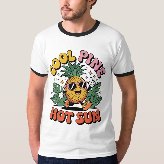 Cool Pine Hot Sun Retro Pineapple Summer Vibes T-Shirt (Vorderseite)