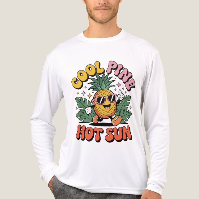 Cool Pine Hot Sun Retro Pineapple Summer Vibes Tri-Blend Shirt (Vorderseite)