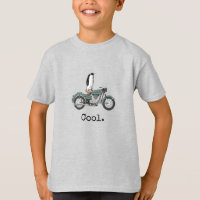 "Cool" Pinguin auf einem Motorrad, Junge