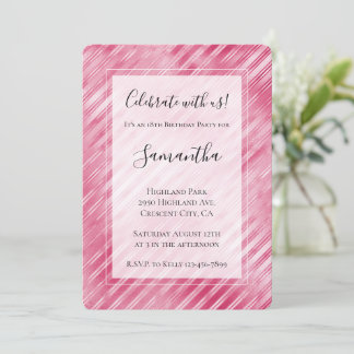 Cool Pink Glam Streifen Geburtstag Einladung