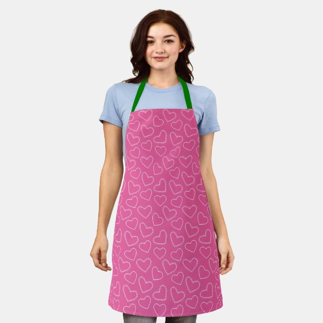 Cool Pink Hearts Koch Baker Women Schürze (Getragen)