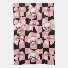 Cool Pink Kitchen Skeletton Halloween Geschirrtuch