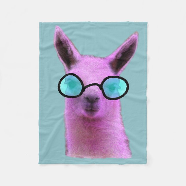 Cool Pink Llama! Fleecedecke (Vorderseite)