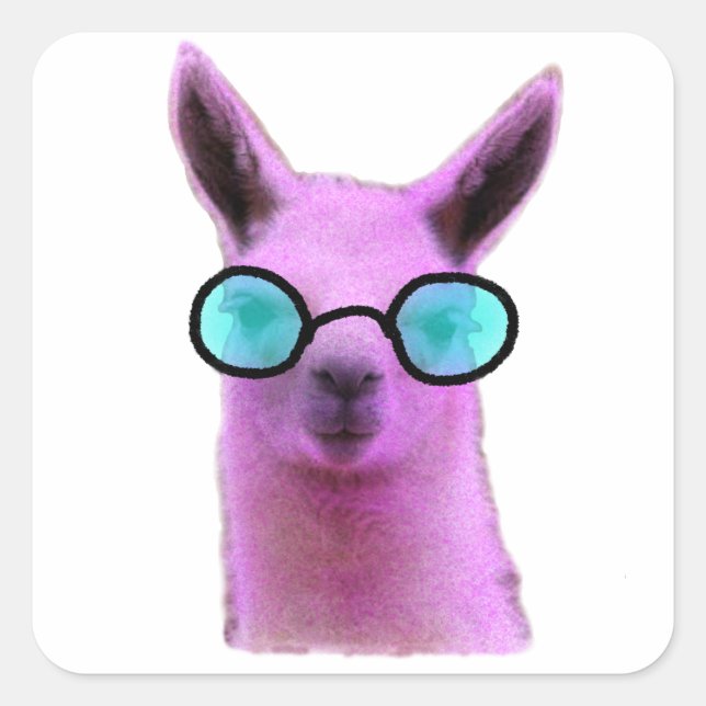 Cool Pink Llama! Quadratischer Aufkleber (Vorderseite)
