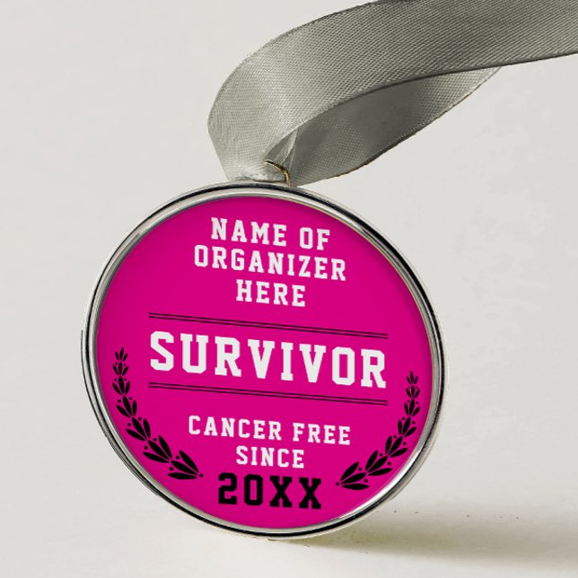 Cool Pink Medal Cancer Survivor Awareness Medal Ornament Aus Metall (Von Creator hochgeladen)