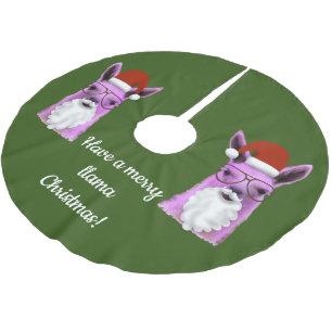 Cool Pink Weihnachts-Llama-Baumrock Polyester Weihnachtsbaumdecke