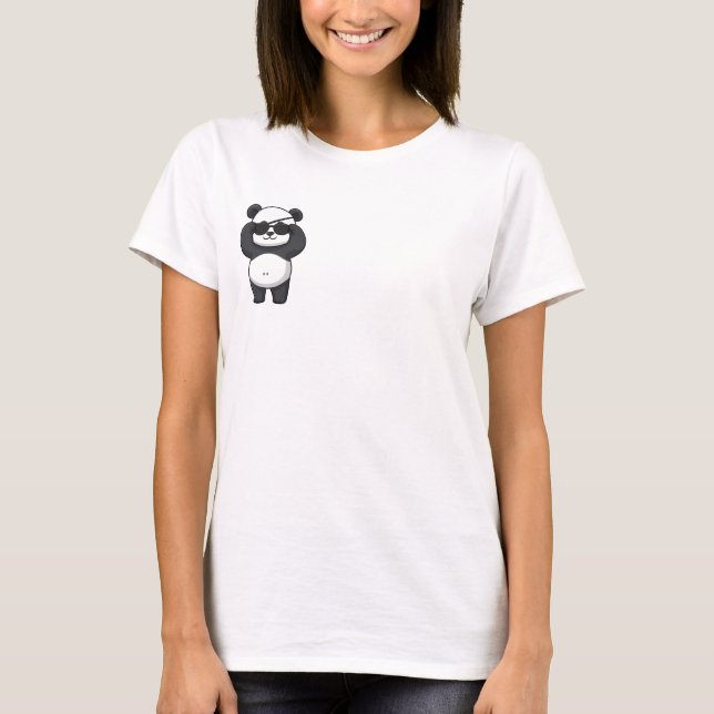 Cool Pirate Panda Cartoon T-Shirt (Vorderseite)
