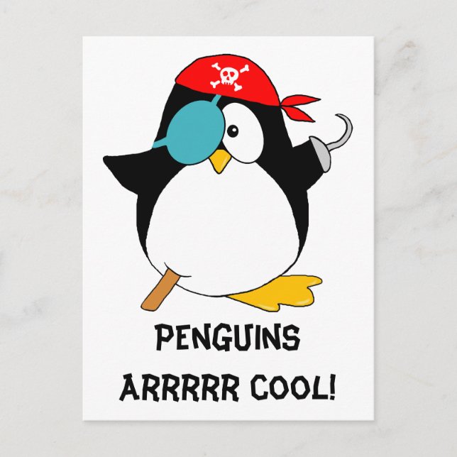 Cool Pirate Penguin Postkarte (Vorderseite)