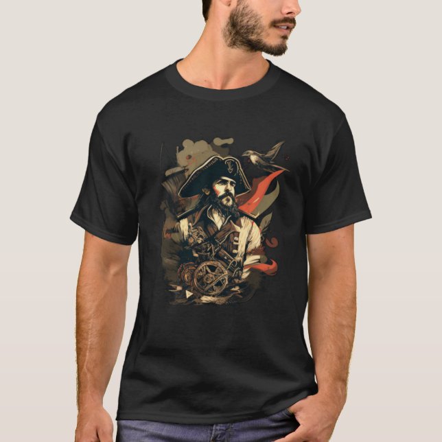 Cool Pirate with Beard T-Shirt (Vorderseite)