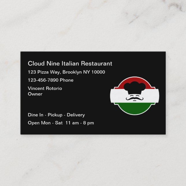 Cool Pizza Italien Restaurant Cartes de visite (Devant)