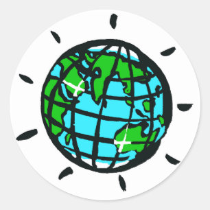 Cool - Planet Erde - Originalgrafik - Runder Aufkleber