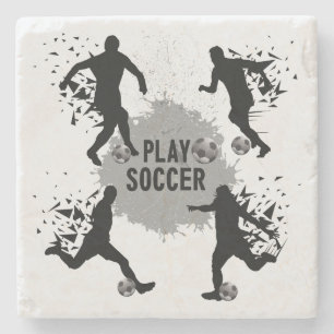 Cool Play Soccer Silhouetten Steinuntersetzer