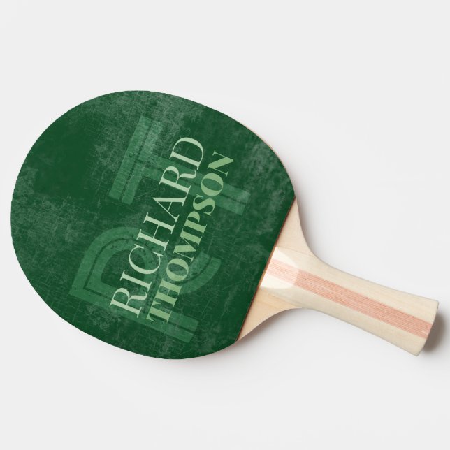 Cool Player Green Monogram (Name + Initiale) Tischtennis Schläger (Seitenansicht)