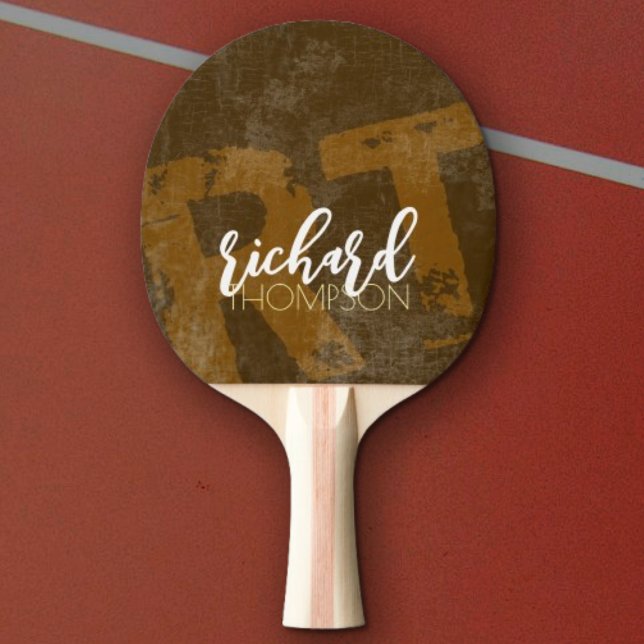 Cool Player Monogram (Name und Initialen), braun Tischtennis Schläger (Von Creator hochgeladen)