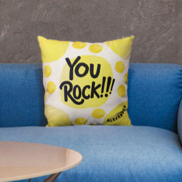 Cool Playful You Rock Yellow Polka Dots Wasserfarb Kissen