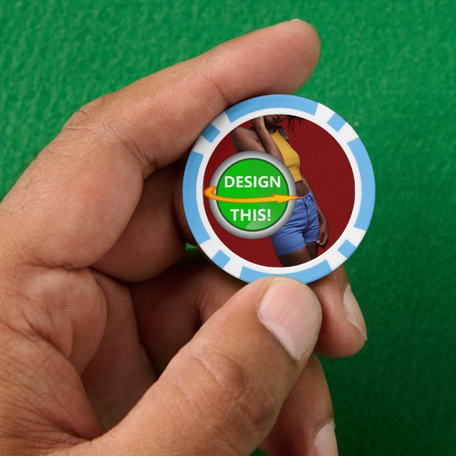 COOL! Poker Chips - Light Blue - Custom (Hand)