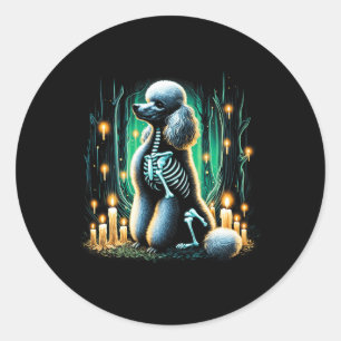 Cool Poodle Dog Skeleton Halloween Hund Mama Vater Runder Aufkleber