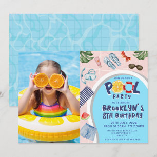 Cool Pool Party Foto Geburtstag Einladung