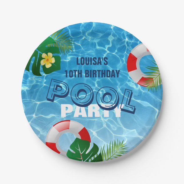 Cool Pool Party Geburtstag Pappteller (Vorderseite)