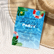 Cool Pool Party   Geburtstag schwimmen Einladung