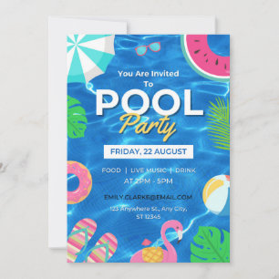 Cool Pool Party Nage Invitation d'anniversaire
