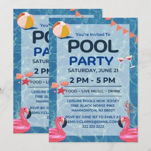 Cool Pool Party   Nage Invitation d'anniversaire