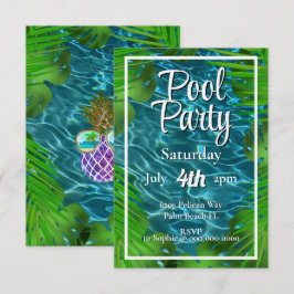 Cool Pool Party Palm Blätter Einladung