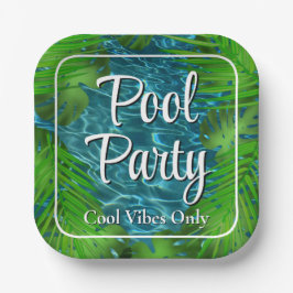 Cool Pool Party vibes palm Blätter Pappteller